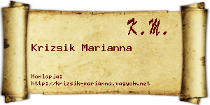 Krizsik Marianna névjegykártya